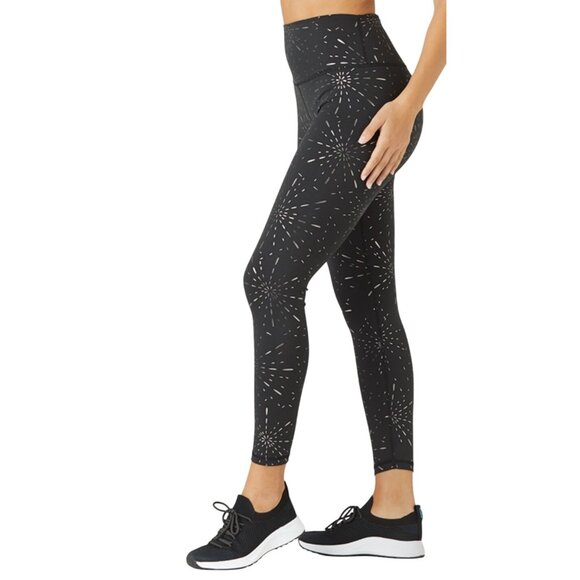 Glyder Black White High Waisted Leggings XXS New Years 4th of July Firework - Picture 1 of 9
